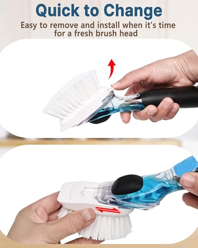 Dish Brush Refill Head for OXO Dish Scrub Brush, 4 Pack Replacement Head Compatible with OXO Soap Dispensing Dish Scrubber - color: 4 Pack, White