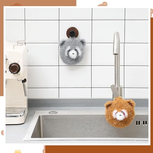 Breling 6 Pieces Raccoon Shape Dish Sponge Dual Sided Non Scratch Dish Washing Scrubbers, Reusable Household Cleaning Kitchen Tools for Dishwashing Washing Dishes Cookware - style: Raccoon