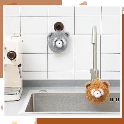 Breling 6 Pieces Raccoon Shape Dish Sponge Dual Sided Non Scratch Dish Washing Scrubbers, Reusable Household Cleaning Kitchen Tools for Dishwashing Washing Dishes Cookware - style: Raccoon