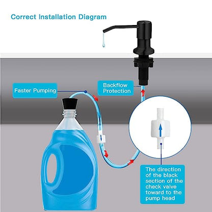 Sink Soap Dispenser, Kichen Sink SoapDispenser, 47" Extension Tube kit, Under Sink Soap Dispenser Pump, No Need More Refills （Black-2 Pack） - color: Black-2 Pack