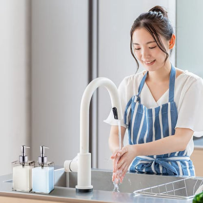 Clear Acrylic Reusable Kitchen & Bathroom Hand Sanitizer Dispenser with Rust Proof Stainless Steel Pump, Square Soap Dispenser Set | 12 oz - style: 2 Pack / Soap Dispenser