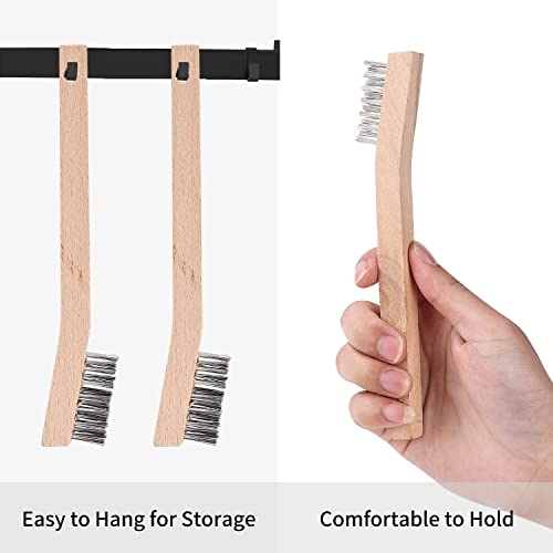 Wood Handle Wire Scratch Brush Sets (18, 18Pack-7in Stainless Steel Small Wire Scratch Brushes with Beech Wood Handle)