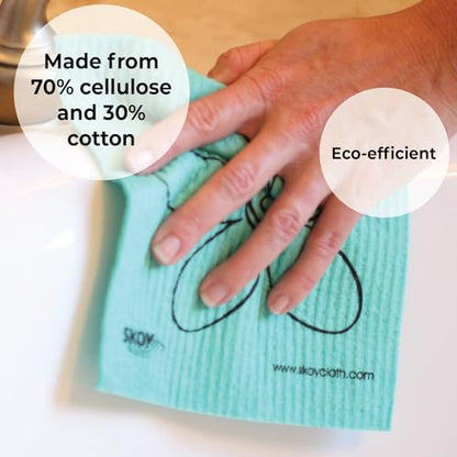 Skoy Cloth, 8-Pack Versatile Swedish Dishcloths for Kitchen and Household Use, Reusable Cleaning Cloths, Planet-Friendly, Dishwasher and Dryer-Safe, Blue - color: Blue, size: 8-Pack