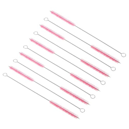 PATIKIL 10"x3/8" Long Straw Brush, 10 Pcs Drinking Straw Cleaning Brush Nylon Pipe Tube Cleaner Brush for Cleaning Straws Pot Spout, Pink - color: Pink, size: 10"x3/8"