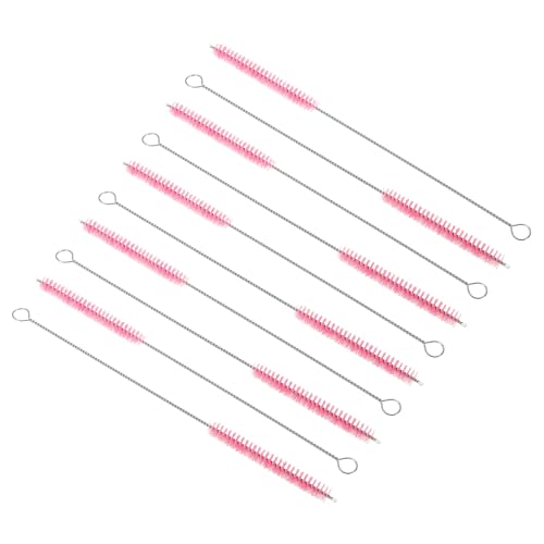 PATIKIL 10"x3/8" Long Straw Brush, 10 Pcs Drinking Straw Cleaning Brush Nylon Pipe Tube Cleaner Brush for Cleaning Straws Pot Spout, Pink - color: Pink, size: 10"x3/8"
