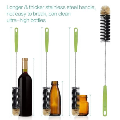 Long Bottle Cleaning Brush，Household Kitchen Cleaning Brush Set for Washing Narrow Neck Beer Bottles, Wine Decanters, Vases, Pipes，and Sports Water Bottles，2 Pack