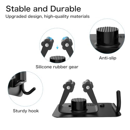 nacena 4 Pack No Drill Self Adhesive Broom Mop Holder Wall Mount with Hooks, Heavy Duty Stainless Steel Organizer for Kitchen Bathroom Garage Storage, Black - color: Matte Black-4 Packs
