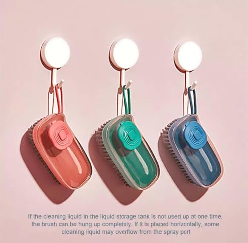 Brush with Soap Dispenser, Good Srubber Cleaner for Dish Sink Pan Pot Washing and Cleaning, Bathroom, Kitchen, Soft Laundry Clothes and Shoes Scrubbing Brush(Green) (Blue) - color: Blue