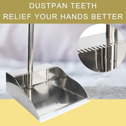 Stainless Steel Dustpan Metal Dustpan with Handle Heavy Duty Dust Pan Upright Dust Pan for Home Office Lobby - style: Dustpan
