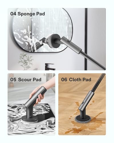 HOTO 3 Pcs Replacement Pads for Cordless Spin Scrubber, Suitable for HOTO Electric Scrubber with Long Handle Only, Power Cleaning Brushes for Bathroom Floor Tile