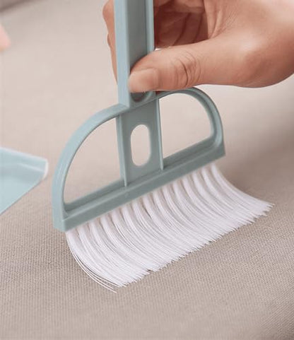 Mini Dustpan and Brush Set, 2 in 1 Portable Small Desk Sweeping Broom, Compact Tabletop Cleaner for Desktop, Keyboard, Sofa, Pet Hair, Crumbs Home Office Cleaning