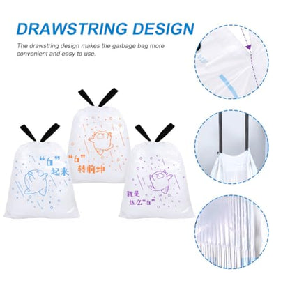 69pcs Drawstring Garbage Bags 50x55cm Heavy-duty Portable Trash Bags with Handle for Household Kitchen Trash Containers to 37cm Diameter