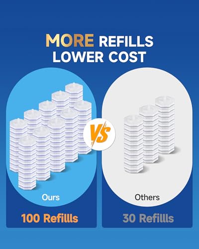 100 Count Toilet Wand Refills Compatible for Clorox, 5X Cleaning Power Toilet Bowl Wand Refills & High-Density Disposable Toilet Brush Scrubber - No Falling Apart, Instant Foam Cleaning - size: 1 Count (Pack of 100)