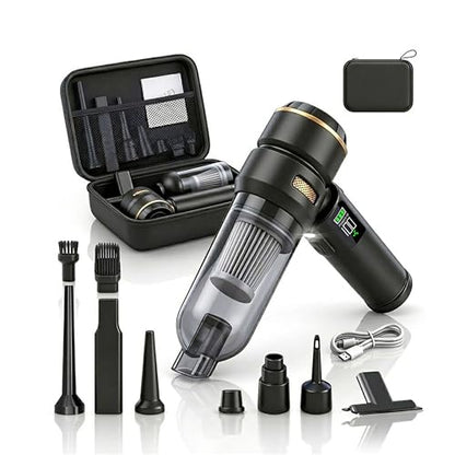 Handheld Car Vacuum Cleaner, 17000Pa High Power Cordless Vacuum Cleaner, 4-in-1 Portable Mini Air Duster, with LED Light and Multi-Nozzles, Vacuum for Car, Home, Office, Pet Hair