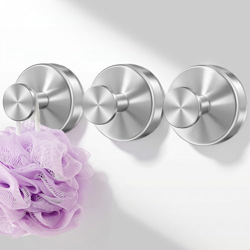 Deluwire Suction Cup Hooks for Shower, No Drill Shower Suction Hooks for Bath Robe Looafh, Removable Towel Holder for Bathrooms Wall, Mirror, Tile, Window Glass, Non-Porous Surfaces, 3 Packs-Silver - color: Silver, size: 3pc