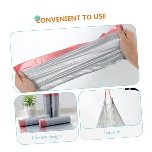 5 Rolls Thickened Drawstring Garbage Bags Disposable Rubbish Pouches Strong Trash Storage Bags for Kitchen Bathroom Home Use Random Color