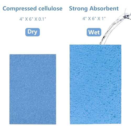 Cellulose Sponges, Large Size 4" x 6" x 1" - Heavy Duty Scrub Kitchen Sponge, Clean Tough Messes Without Scratching Kitchen Cleaning Pads, Pop Up Eco DIY (6 Pack), Blue - color: Blue