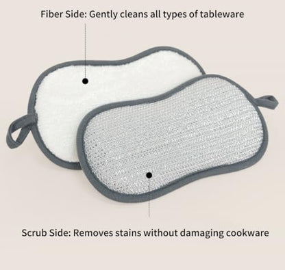 Multi-Purpose Non-Scratch Kitchen Sponge – Dual-Sided Microfiber Dish Sponge with Heavy-Duty Scrubbing Power – Effortlessly Cleans Dishes, Pots, and Pans (1 Pack)