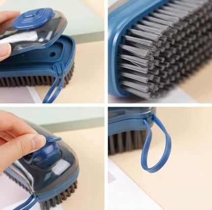 Brush with Soap Dispenser, Good Srubber Cleaner for Dish Sink Pan Pot Washing and Cleaning, Bathroom, Kitchen, Soft Laundry Clothes and Shoes Scrubbing Brush(Green) (Blue) - color: Blue
