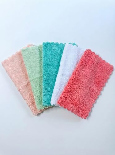Extra Large Microfiber Scalloped Edge Kitchen & Home Cleaning Towels (16x19, 5-Pack Assorted Pastels) - Ultra Plush, Lint Free, Reusable, Non-Scratch, Highly Absorbent Dish Cloths - Everyday Use - color: Pastel Assorted (5-pack)