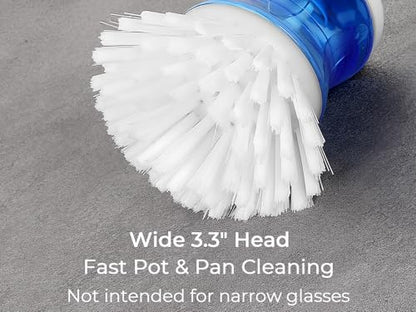 Dish Brush with Soap Dispenser, Firm Bristles Dish Scrubber for Pots, Pans & Sink Cleaning, 2 Pack - color: White 2 Pack