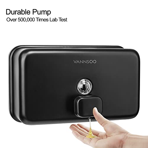 Wall Mounted Hand Soap Dispenser Bathroom, 1200ml 40oz Commercial Stainless Steel Black Liquid Soap Dispenser Wall Mount (Horizontal Black) - color: Horizontal Black