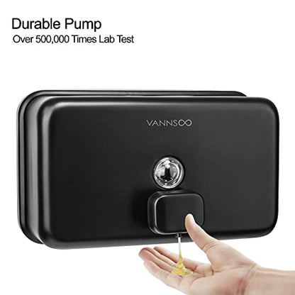 Wall Mounted Hand Soap Dispenser Bathroom, 1200ml 40oz Commercial Stainless Steel Black Liquid Soap Dispenser Wall Mount (Horizontal Black) - color: Horizontal Black