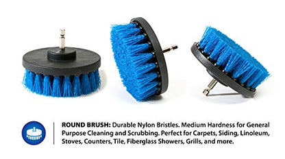 RevoClean 4 Piece Scrub Brush Power Drill Attachments-All Purpose Time Saving Kit-Perfect for Cleaning Grout, Tile, Counter, Shower, Grill, Floor, Kitchen, Blue & White