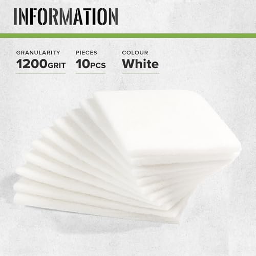6” x 9” White Light Duty General Purpose Scuff Pads, 1200 Grit, 10 PCS Abrasive Pads for Final Scuffing,Surface Adhesion Preparation,Cleaning,White Scotch Abrasive Brite Pad - color: 1200grit-White