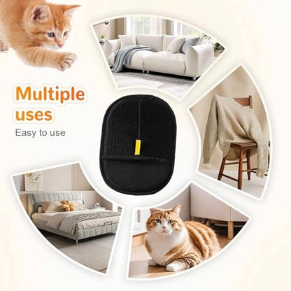 Pet Hair Removal Glove for Cats & Dogs, Upgrade Efficient Grooming Gloves for Pet Hair, Reusable Cat & Dog Hair Remover for Couch, Furniture, Carpet, Curtain(2pcs)