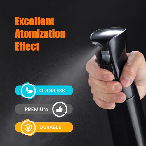 10OZ Continuous Spray Bottle - Hair & Face Ultra Fine Mist Spray Bottles, Refillable Empty Water Sprayer, Leak Proof Portable Spray Bottles for Hairstyling, Skincare, Plants, Cleaning, Pets, Travel | Ultra fine mist, ergonomic handle, refillable for plant