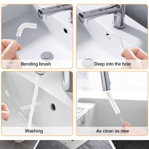 2-in-1 Drain Cleaning Tool Kit, 33" Flexible Drain Snake Clog Remover & 60" Drain Brush for Shower, Sink, Bathtub & Kitchen