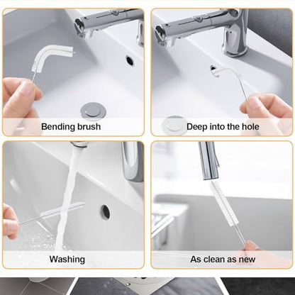 2-in-1 Drain Cleaning Tool Kit, 33" Flexible Drain Snake Clog Remover & 60" Drain Brush for Shower, Sink, Bathtub & Kitchen