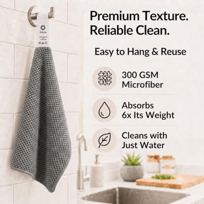 Solyra Non-Toxic Microfiber Cleaning Cloths, 6 Pack, 12 x 12 in | OEKO-TEX Certified, Safe for Family & Pets, Lint-Free, Absorbent Kitchen Rags for Counters