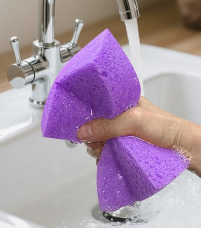 Cleaning and Washing Sponge, 3 Pack Large Extra Thick Heavy Duty Sponge Multi-Purpose for Kitchen Bathroom Bike Boat Car, Natural Cellulose Sponges 4" X 6" X 2" (Purple) - color: A-purple