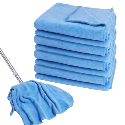 4 Pcs Extra Large Microfiber Cleaning Cloth 30 x 20 Inch Reusable Thick Cleaning Towel Washable Solid Color Microfiber Towel for Home Office Window Cars Glass (Blue) - color: Blue