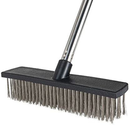 Heavy-Duty Push Broom Brush - Perfect for Bathroom, Kitchen, Patio, Garage, Deck, Concrete, Wood, Stone, and Tile Floors (10.6" Stainless Steel Bristle-Black) - color: 10.6" Stainless Steel Bristle-black