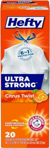 Hefty Ultra Strong Tall Kitchen Trash Bags, Citrus Twist Scent, 13 Gallon, 20 Count - size: 20 Count (Pack of 1)