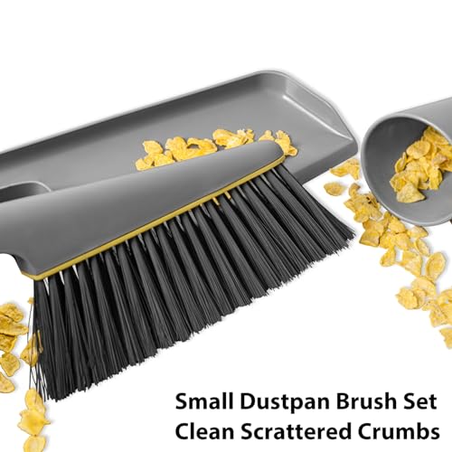 Lumkew Small Broom and Dustpan Set, Hand Mini Dust-Pan and Brush, Handheld Portable Compact, 1 Piece, Gray