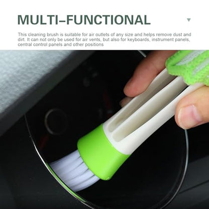 3PCS Mini Duster for Car Air Vent, Dual-Ended Soft Microfiber Washable Reusable Brush Heads, Cleaning Tool for Blinds, Keyboards, Air Conditioning Vents, and Fans (Green)