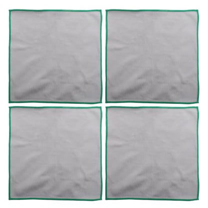 IMIKEYA 4pcs Microfiber Glass Cleaning Cloths Set, Ultra Absorbent Car and Home Window Wipes, Green Edged Towels for Streak-Free Glass and Surface Cleaning