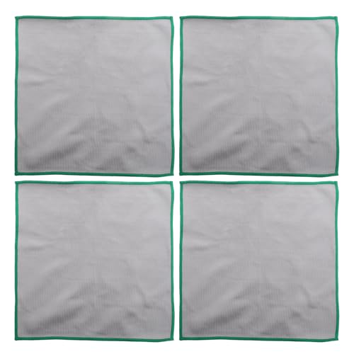 IMIKEYA 4pcs Microfiber Glass Cleaning Cloths Set, Ultra Absorbent Car and Home Window Wipes, Green Edged Towels for Streak-Free Glass and Surface Cleaning