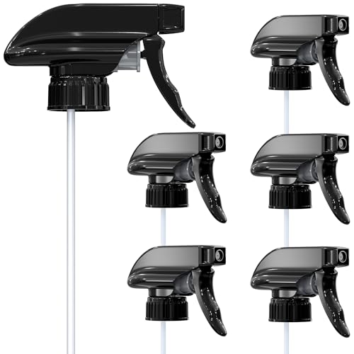 6 Pack Universal Spray Nozzle for Bottles – Leak-Proof Fix of Broken Sprayers in Seconds with Spray Bottle Nozzle Replacement, Fits 8 Oz & 16 Oz Bottles, Trim-to-Fit Tube, Mist & Stream Modes (Black) - color: Black, size: 6 Pack