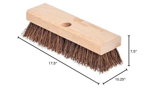 SPARTA Flo-Pac Palmyra Floor Scrubber, Deck Cleaning Brush, Outdoor Broom with Palmyra Bristles for Outdoor Surfaces, 10 Inches, Tan, (Pack of 12)