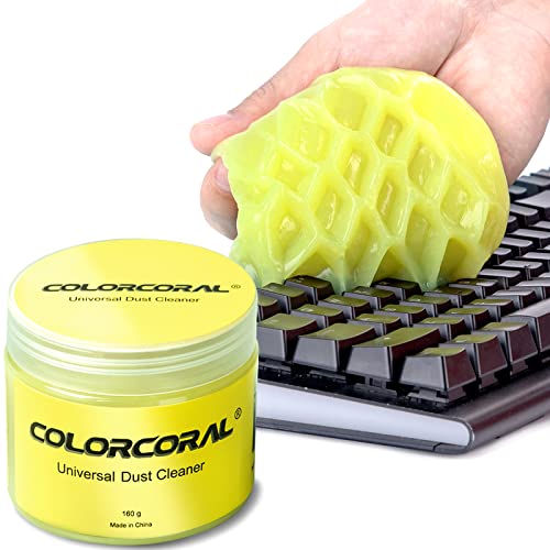 ColorCoral Cleaning Gel Universal Dust Cleaner for PC Keyboard Car Detailing Office Electronics Laptop Dusting Kit Computer Dust Remover, Computer Gaming Car Accessories, Gift for Men Women 160g - color: Yellow