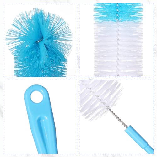 Reallnaive 12 Pcs Long Bottle Cleaning Brush Stainless Steel Handle Water Scrubbing 15.2 Inch Cleaning Brush Set for Washing Narrow Neck Bottles, Wine Decanter, Flask, Beer Brewing Supplies