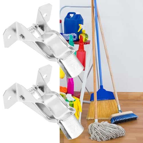 Broom Organizer Wall Mount and Mop Holder 10pcs Set Heavy Duty Iron Construction Wall Mounted Grippers with Hooks for Home Cleaning and Storage Organization