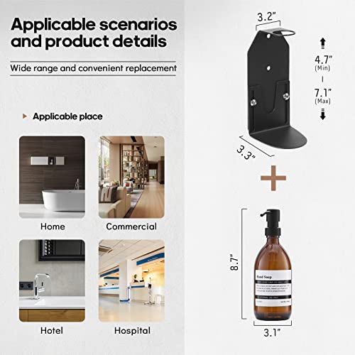 Wall Mount Soap Dispenser Holder with Adjustable Tray, 304 Stainless Steel Rustproof Shower Dispenser Holder for Refillable Bottles (Single)