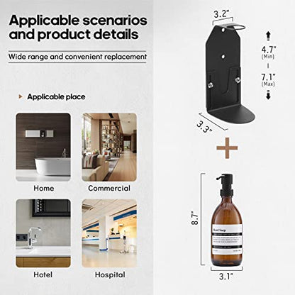 Wall Mount Soap Dispenser Holder with Adjustable Tray, 304 Stainless Steel Rustproof Shower Dispenser Holder for Refillable Bottles (Single)