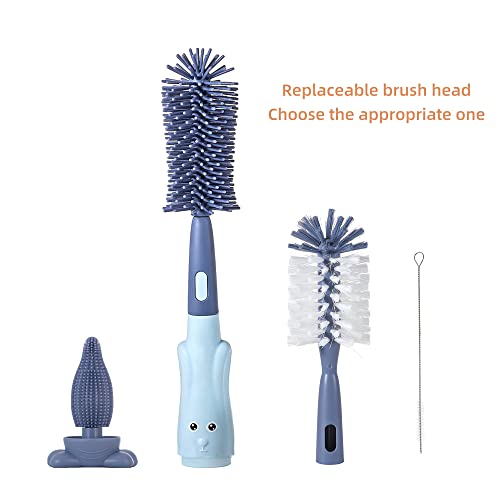Chemimoso Multifunctional Cleaning Brush, Baby Bottle Brush, Bottle Brush Cleaner Set, Dark Blue, Silicone and Nylon Brush - color: Dark Blue 1